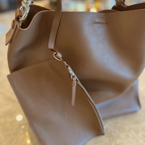 All Saints Brown Leather Tote Bag - Picture 3 of 15